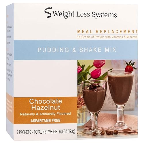Weight Loss Systems Pudding and Shake Aspartame Free - Chocolate Hazelnut (7/Box) - High Protein - Low Calorie - Low Fat - Low Carb