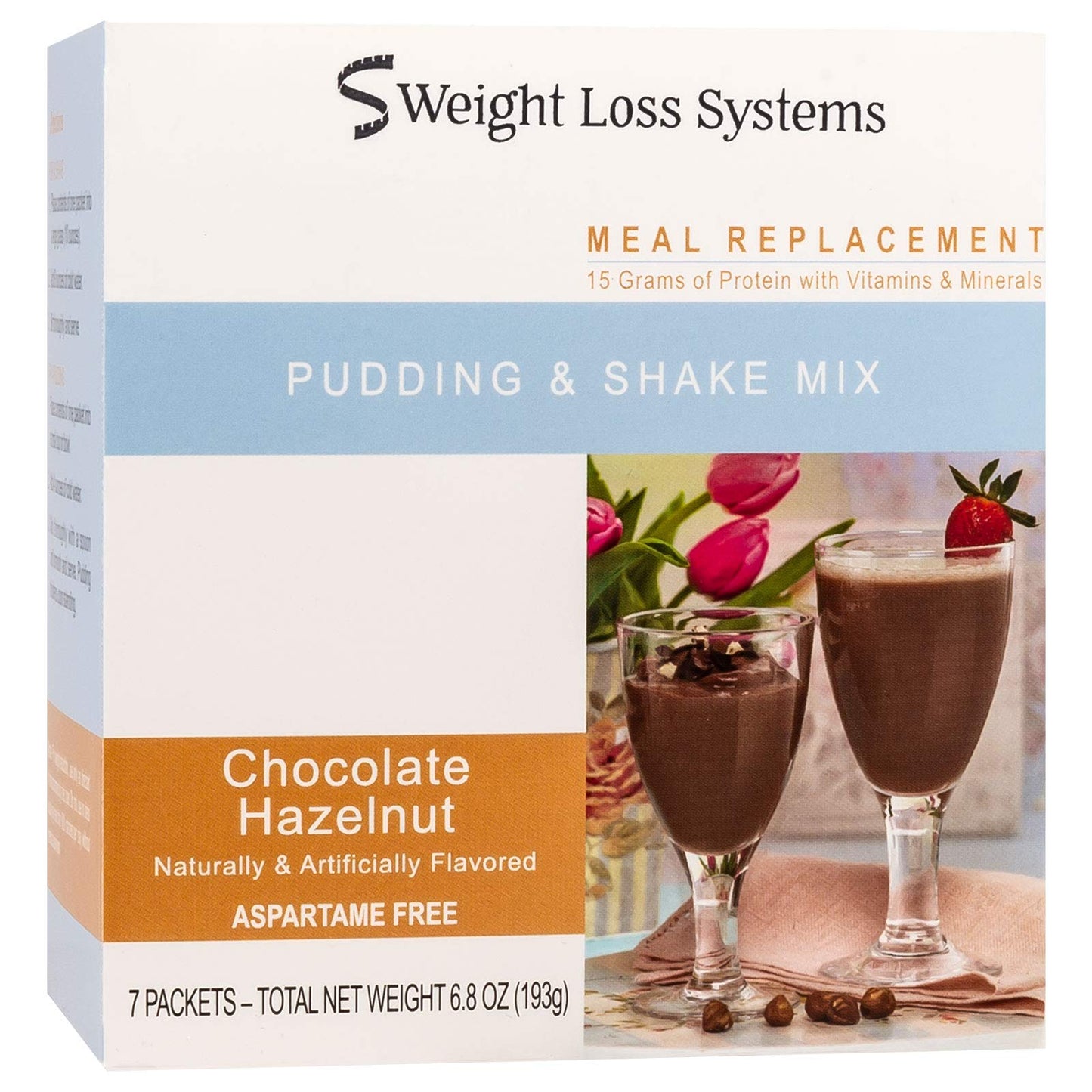 Weight Loss Systems Pudding and Shake Aspartame Free - Chocolate Hazelnut (7/Box) - High Protein - Low Calorie - Low Fat - Low Carb