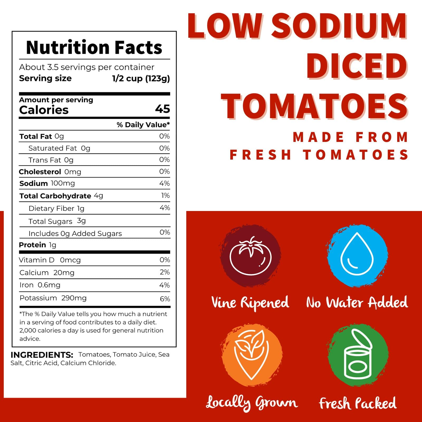 Dei Fratelli Low Sodium Diced Tomatoes (14.5 oz. Cans, 12 pack) - Vine-Ripened - Non-GMO