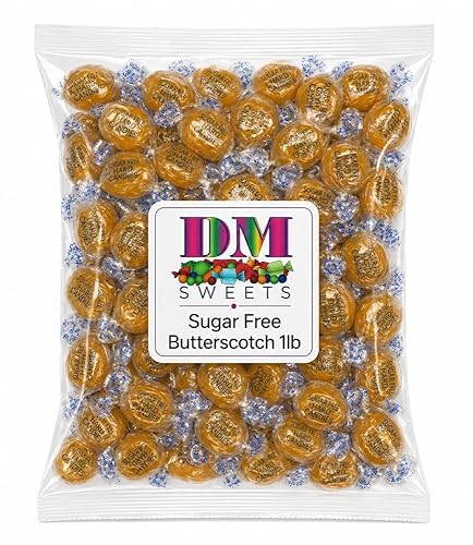 Sugar Free Butterscotch Hard Candy - 1 lb Bulk Bag - Individually Wrapped Golden Butterscotch Discs