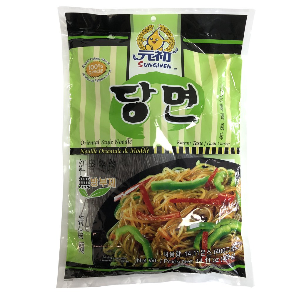 SUNGIVEN Sweet Potato Glass Noodles, Japchae, Korean Vermicelli Pasta, Fat-free and Gluten-free, 100% Sweet Potato Starch, No Additive, No Alum