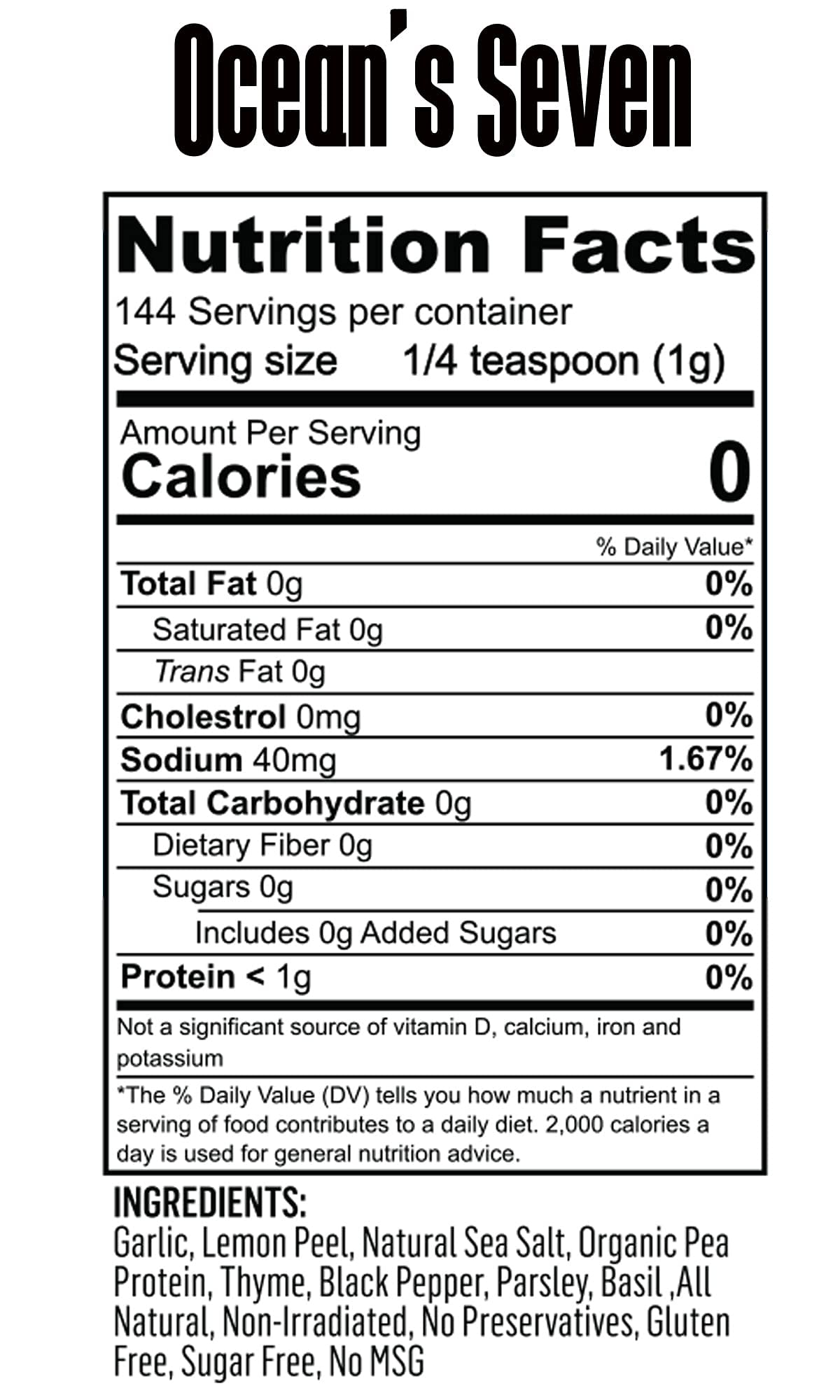 Spice Beast Ocean's Seven Protein Enhanced Seasoning Mix - Lemon Garlic - Low Sodium - No MSG