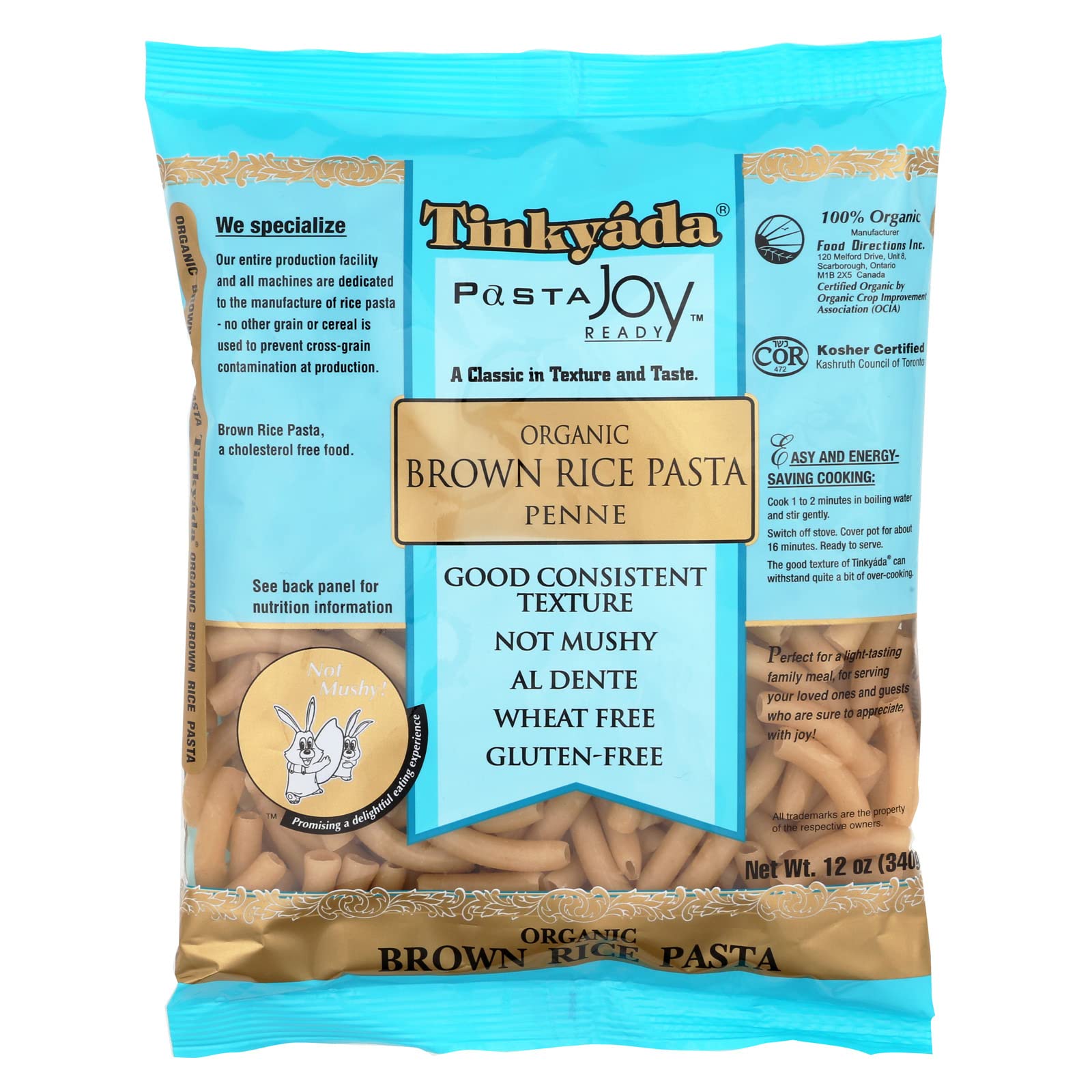 Tinkyada Organic Brown Rice Penne - Case of 12 - 12 oz12