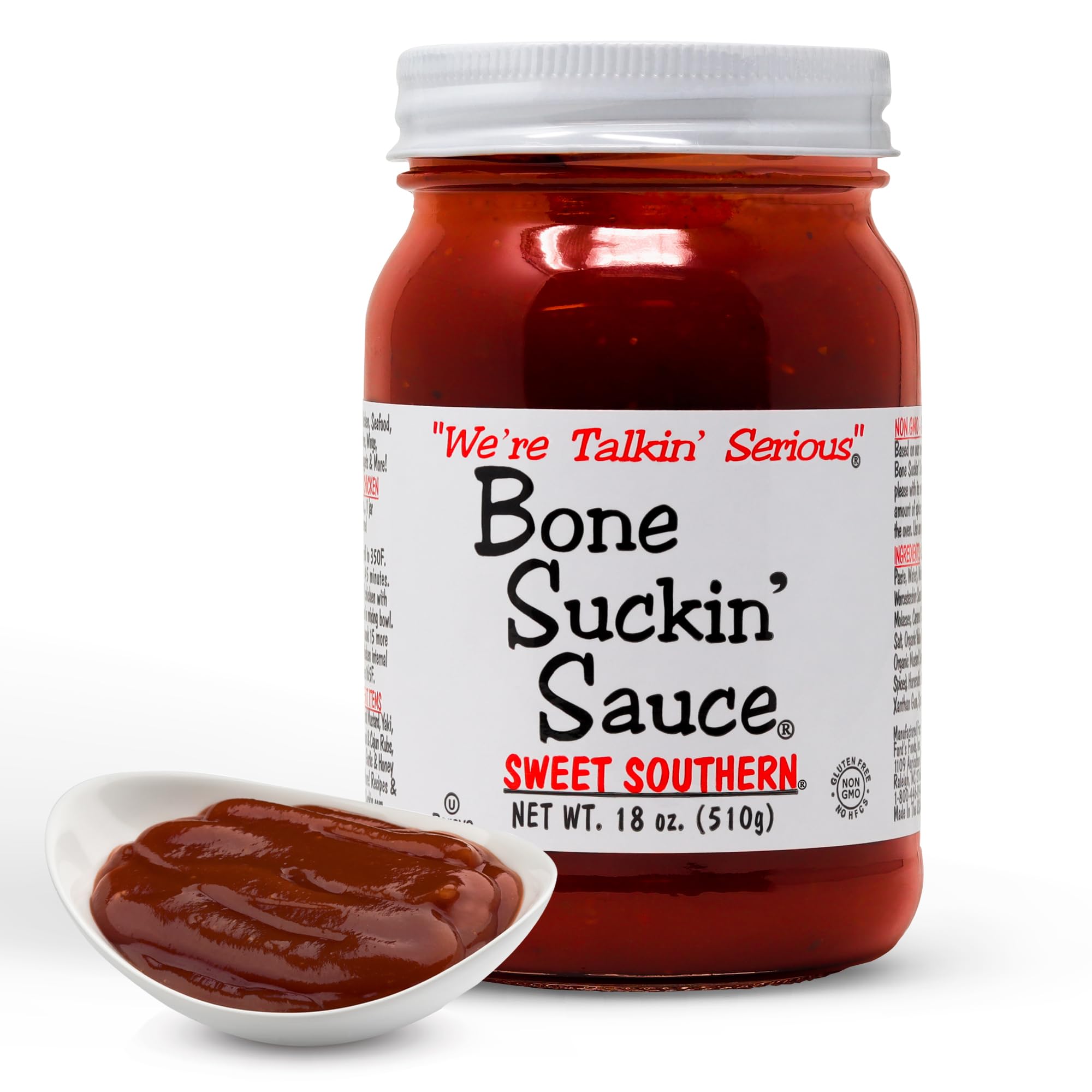 Bone Suckin' Sauce Sweet Southern BBQ Sauce - 18 oz in Glass Bottle, All-Purpose Barbecue Sauce, For Ribs, Chicken, Pork, Beef, Gluten-Free, Non-GMO