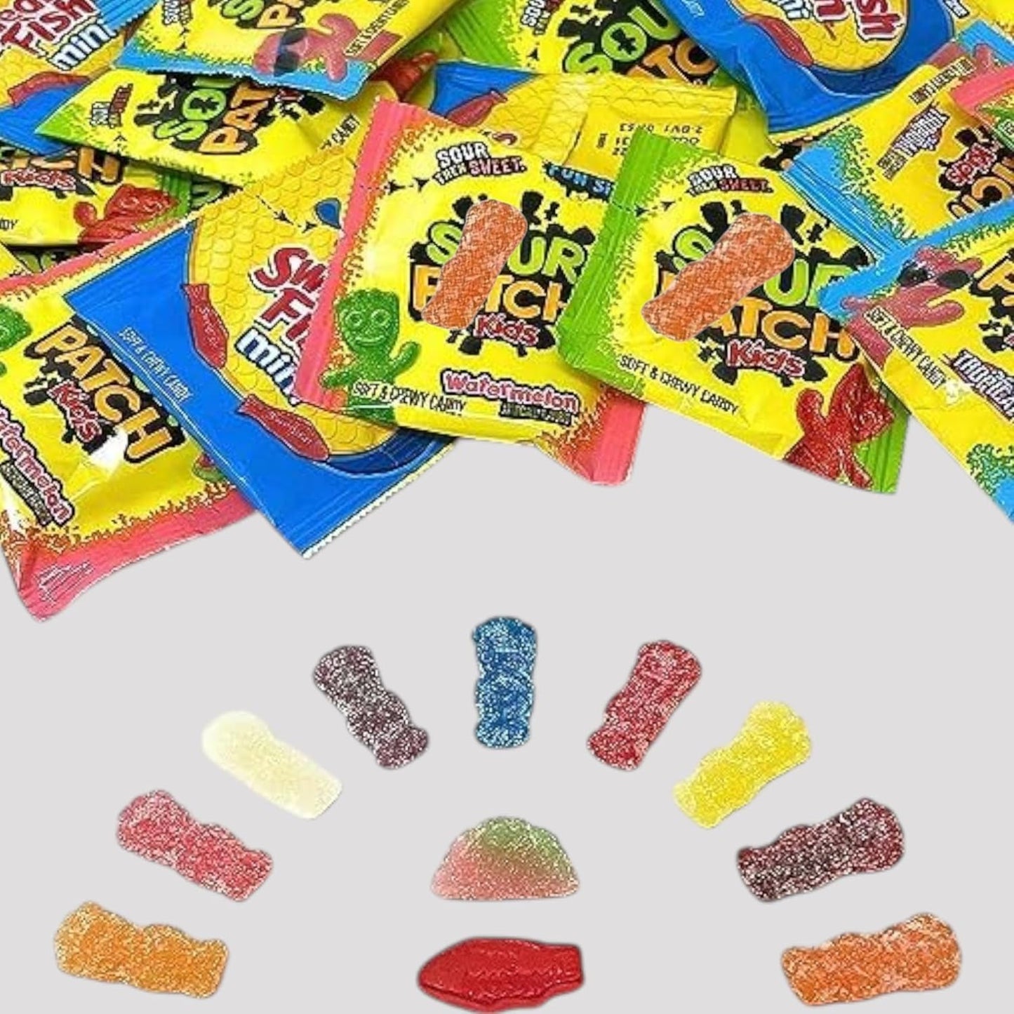 Bulk Gummy Candy Pack of SourPatch Kids Candy Tropical and Watermelon, SwedishFish- BIG 2.25 lb Bag (36oz) of Fun Size Individually Wrapped Candy