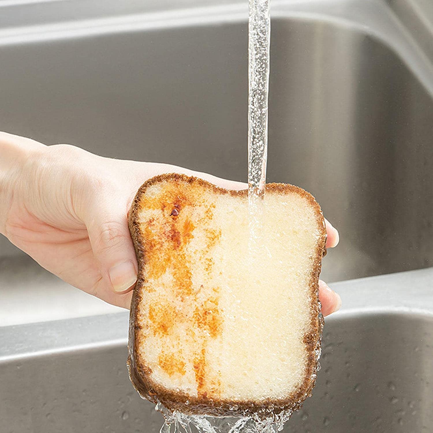 1Pc Multifunction Scrub Sponges, Toast Shape Dish-Washing, Magical Deep Cleaning Thickened Scrubber, Cute Sandwich Sponge, Pots Dishes Gadget