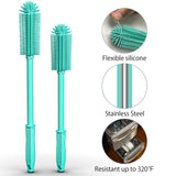 COOKLEE Silicone Bottle Cleaning Brush | 2 Pack|, 16”Long Water Bottle Brush Cleaner Brush for Hydro Flask,Glassware,Vacuum Sports Bottle&Vases,Water