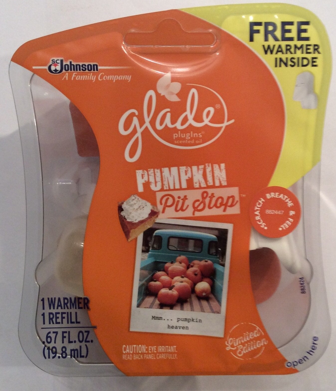Glade Plugins Scented Oil Pumpkin Pit Stop 1 Warmer and 1 Refill