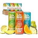 LivReal Clean Energy Drink - Organic Green Tea Caffeine 125mg + L-Theanine 100mg - Real Fruit, No Sweeteners or Flavorings - Vitamin C & B Complex