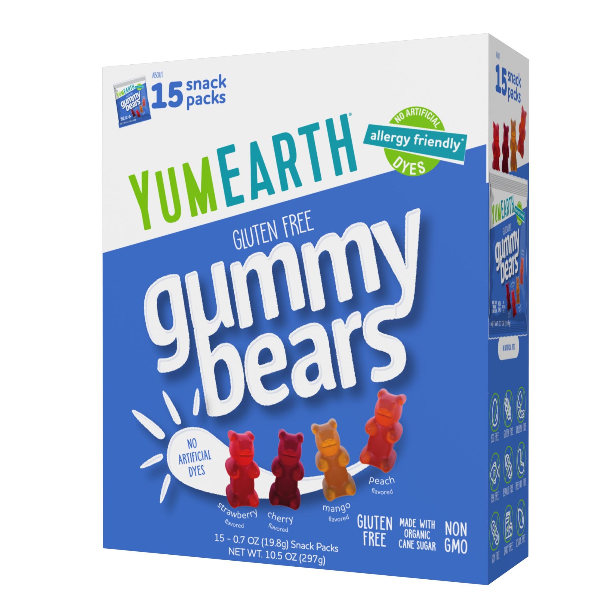 YumEarth Organic Gummy Bears - Fruity Gummy Candy Snack Packs, Gluten Free Snacks for Kids - Allergy Friendly, Non-GMO, No Artificial Dyes - Assorted