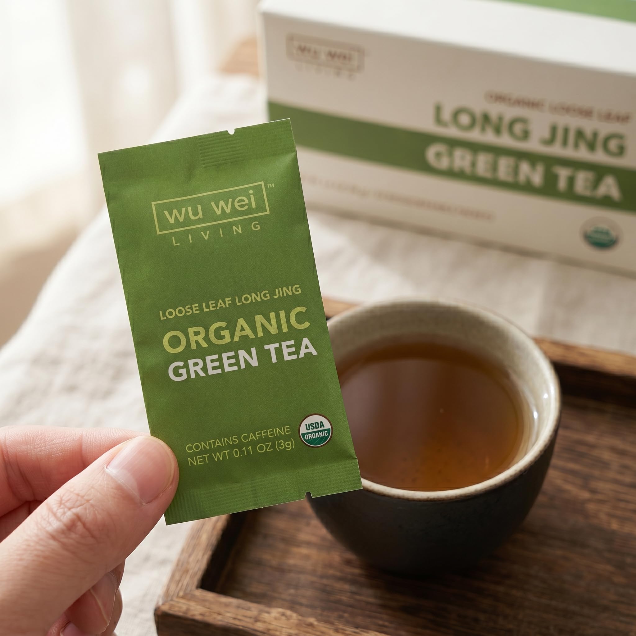 Wu Wei Living Organic Long Jing Green Tea, Loose Leaf, USDA Certified (32-Pack, 32, Count)