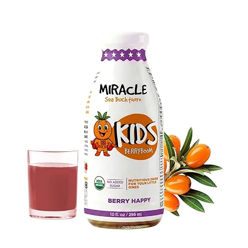 Miracle Sea Buckthorn Kids BERRY BOOM - Organic Sea Buckthorn Juice for Kids | Strawberry, Grape & Apple Blend | No Added Sugar, Non-GMO | Immune