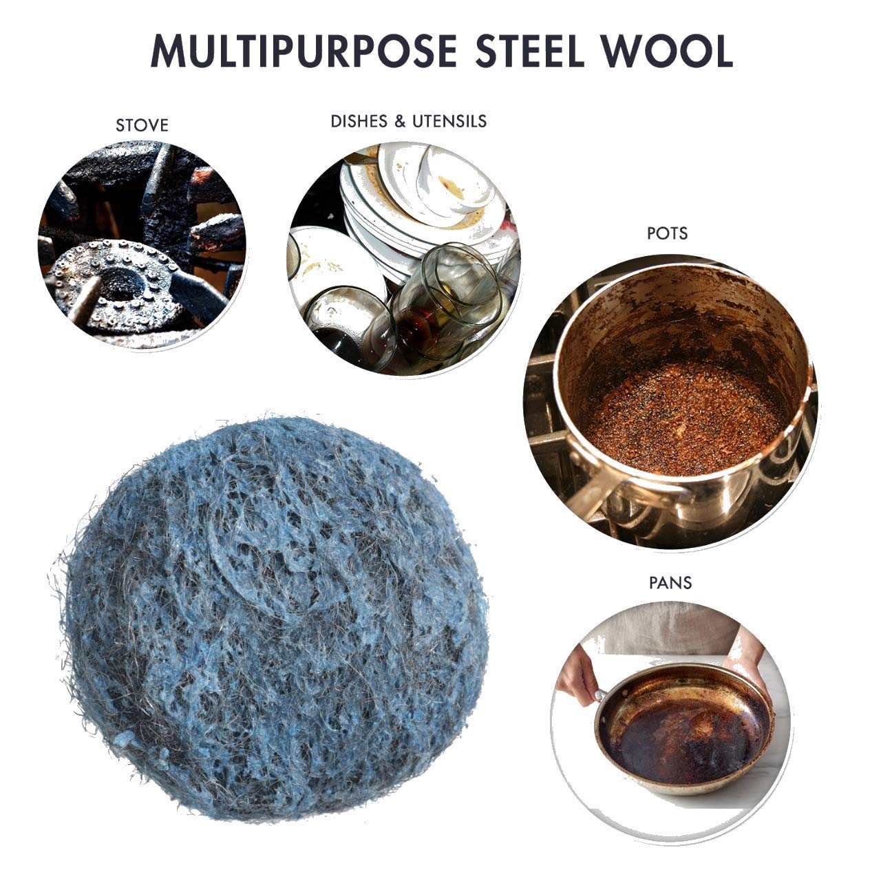 SCRUBIT 20 Pack Steel Wool Soap Pads - Metal Scouring Cleaning Pads for Dishes, Pots, Pans, and Ovens - Pre-Soaped for Easy Cleaning of Tough Kitchen