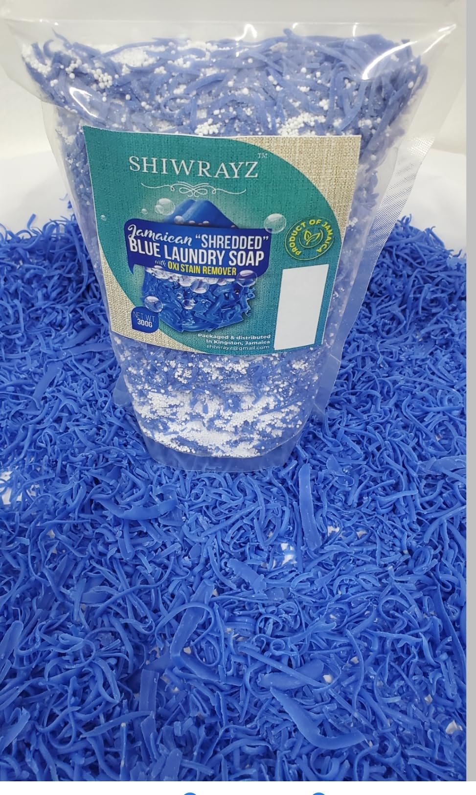 SHIWRAYZ Jamaican Blue Laundry Soap Shredded With Oxi Stain Remover 350g / 12.34oz each (Pack of 2)