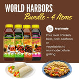 Bundle - 4 Items: World Harbors Marinade Sauces - Mexican Style Fajita, Maui Mountain Teriyaki, Jamaican Style Jerk, Maui Mountain Sweet 'n Sour
