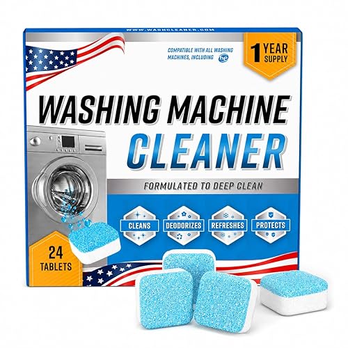 Washing Machine Cleaner Tablets 24 Pack, Washer Machine Cleaner Descaler for HE Front Loader & Top Load Washers, Laundry Machine Cleaner Tablets