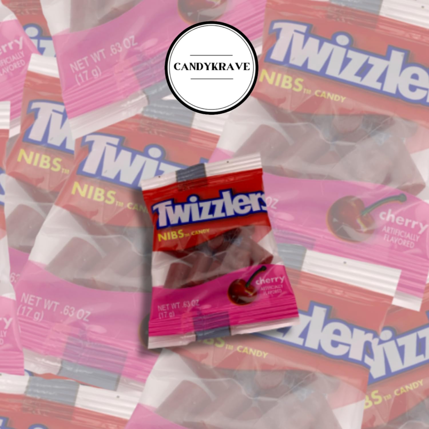 CandyKrave Twizzlers Cherry Flavored Nibs - 50 Pieces - Individually Wrapped Cherry Candy - Chewy & Delicious Candy for Birthdays, Easter, Christmas