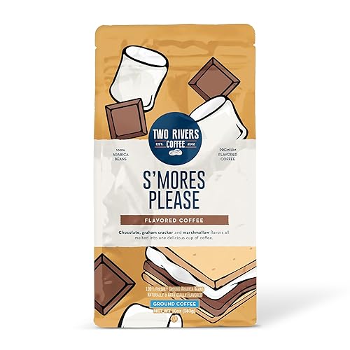 Two Rivers Coffee S mores Please Flavored Ground Coffee, Perfectly Balanced, Always Smooth, Made with 100% Arabica Beans - Flavor Enhanced, 10 Ounce