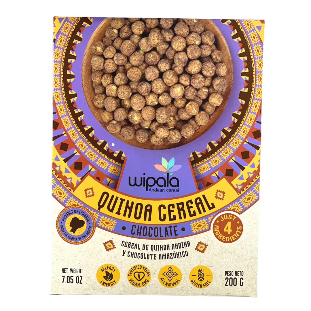 Wipala QUINOA Cereal with Panela. Dairy Free, Vegan, Less than 6 Ingredients, NON GMO. | 7.05 oz (Duo Pack Chocolate)