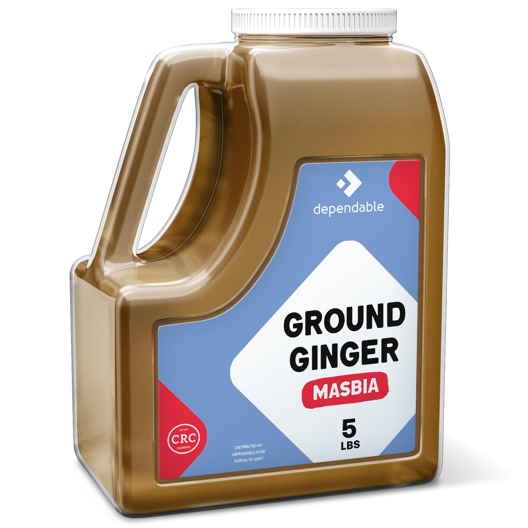 Dependable Foods Ground Ginger Spice - 5 Lb. Bulk Jar - Non-GMO, Kosher, Salt-Free, Allergen-Free| Zesty Spice Delight