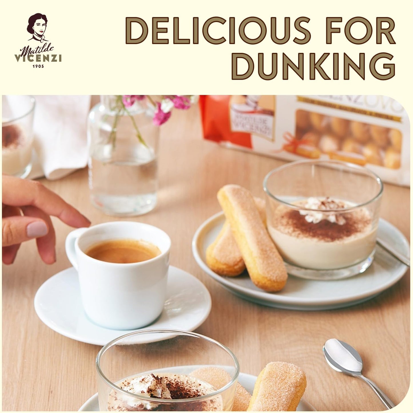 Matilde Vicenzi Vicenzovo Ladyfingers 14.10oz - Classic Italian Biscuits, Ladyfingers Cookies for Tiramisu, Kosher Dairy Cookies, Italian Bakery