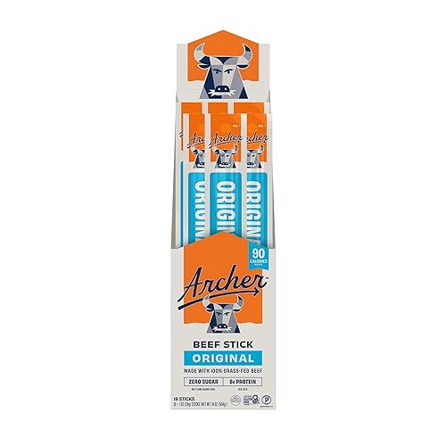 Archer Jerky Beef Jerky Sticks - Grass Fed Beef Snack, Individually Wrapped for Adults & Kids, Bulk Snack Packs, Gluten Free, Paleo, Keto - 1 oz Meat