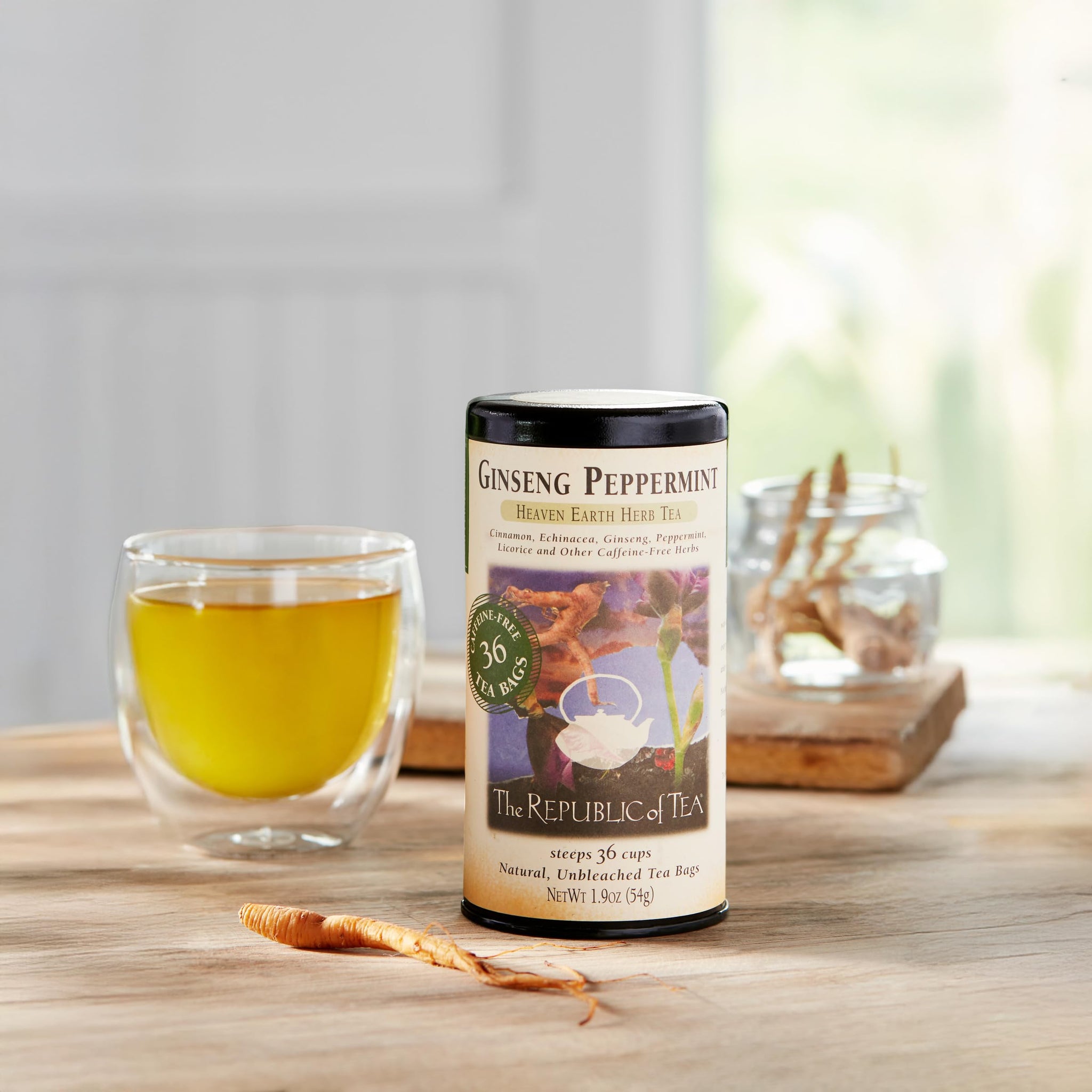 The Republic of Tea Ginseng Peppermint Herbal Tea, 36 Tea Bag Tin