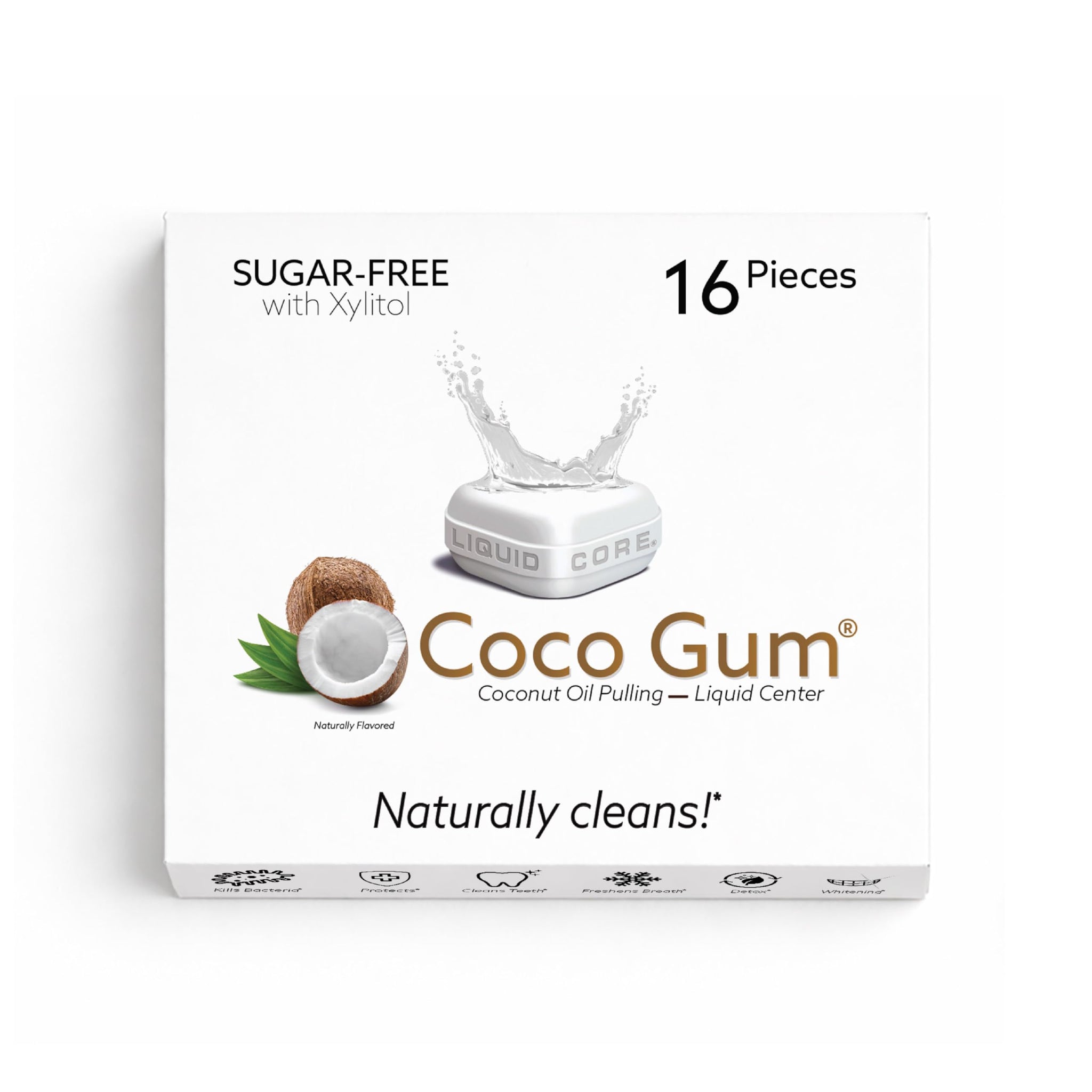 CocoGum - Mint Flavored chewing gum, Coconut Oil Pulling On the Go! Featuring a liquid center with MCT Oil that naturally whitens teeth, freshens