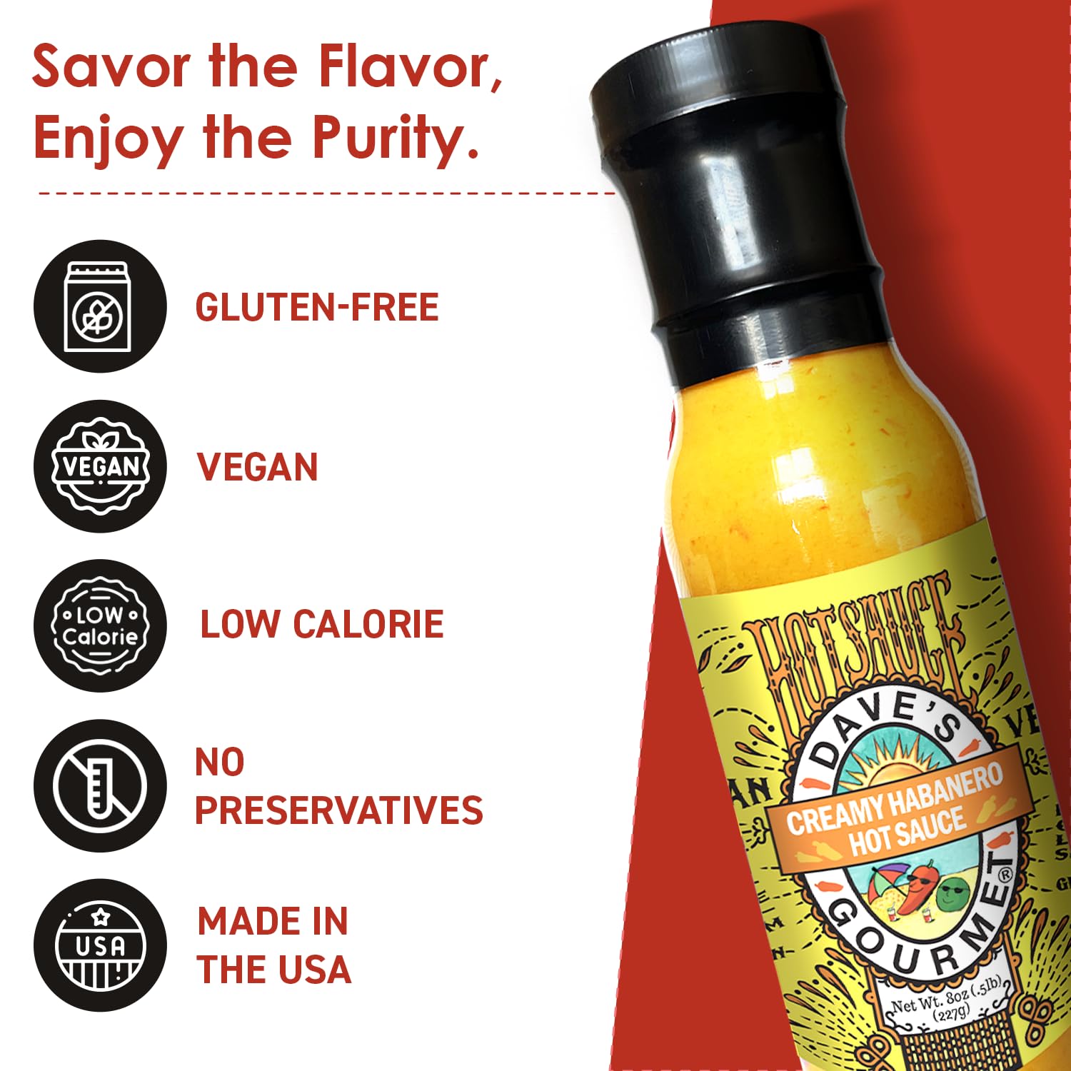 Dave's Gourmet Creamy Habanero Hot Sauce - Moderately Spicy Creamy Texture - Hot Sauce for Tacos, Grilled Meats, and Dips - Habanero Sauce With Red
