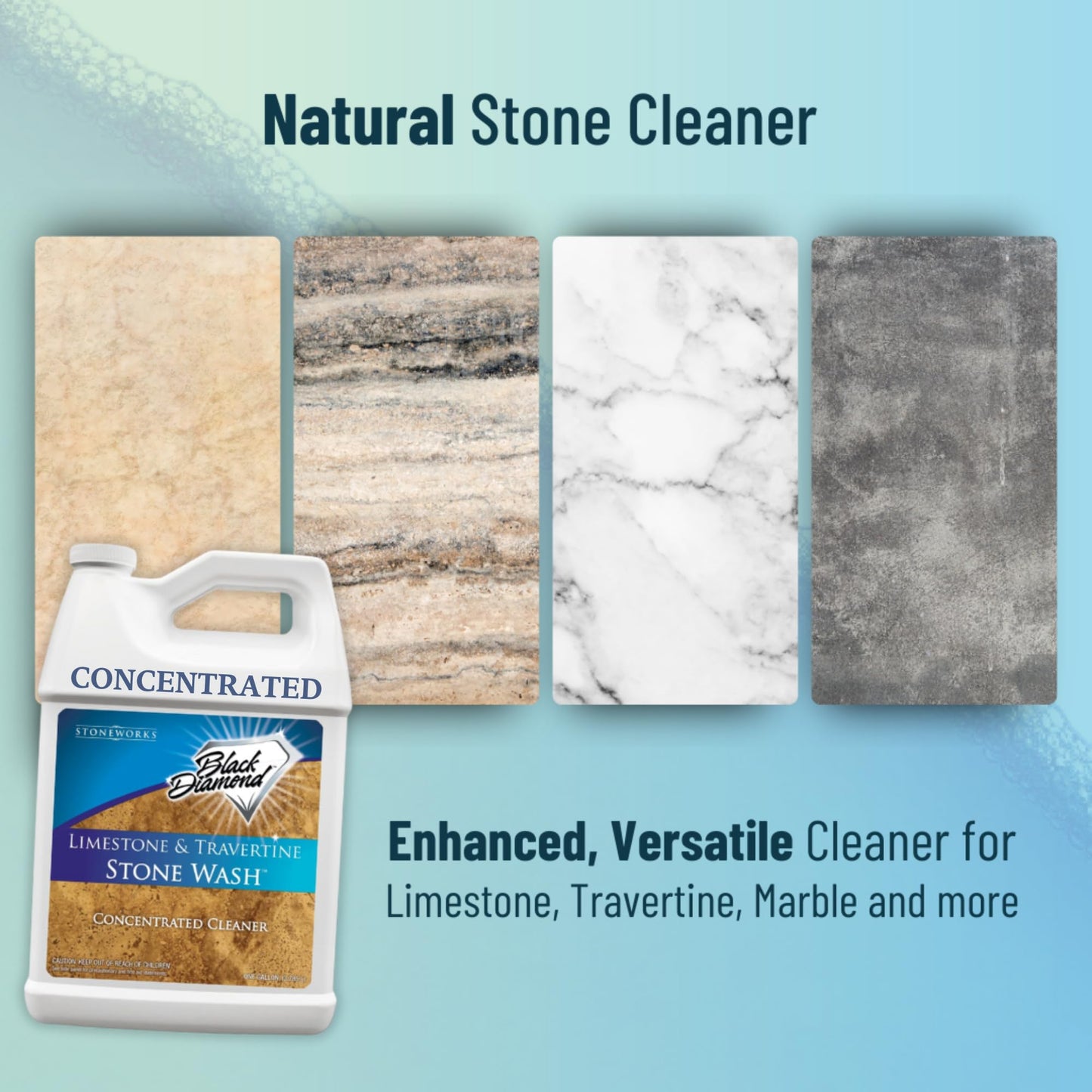 Black Diamond Stoneworks Natural Stone Cleaner - Limestone, Slate & Travertine Cleaner - Natural Stone Shower Cleaner for Marble - Concentrated PH