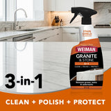 Weiman Stone & Granite Countertop Cleaner and Sealer Kit - Clean, Polish & Protect Natural Stone & Granite Sealer - Streak-Free - Safe for Granite
