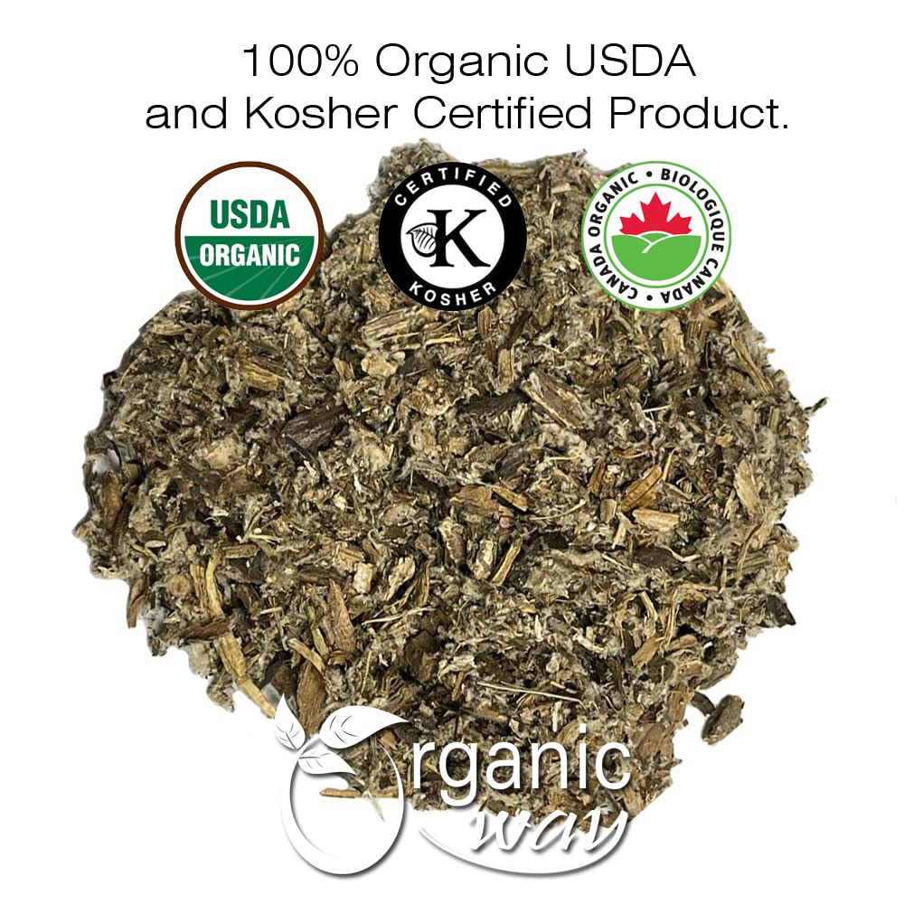Organic Way Dried Burdock Root | Herbal Tea (Arctium lappa) Cut & Sifted - Organic & Kosher Certified | Raw, Vegan, Non GMO & Gluten Free | USDA
