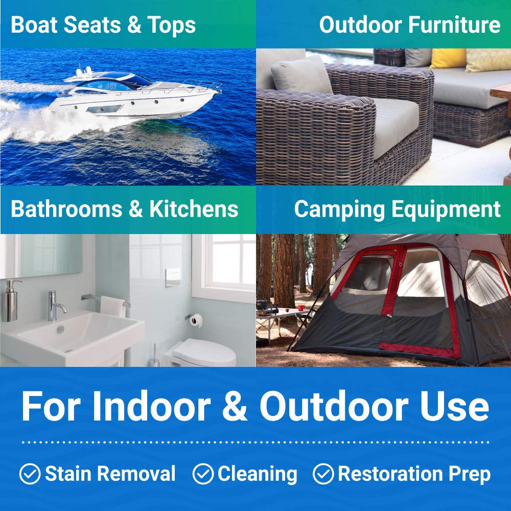 Better Boat Mold and Mildew Stain Remover 22oz Spray for Fabric Vinyl Tile Grout, Removes Mold Stains on Boat Seats Bathroom Shower Patio Furniture