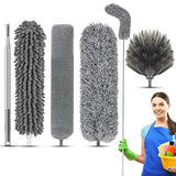 5PCS Microfiber Feather Duster,Extendable Cobweb Duster with 100 Inches Stainless Steel Reusable Bendable Washable Ceiling Fan Cleaner