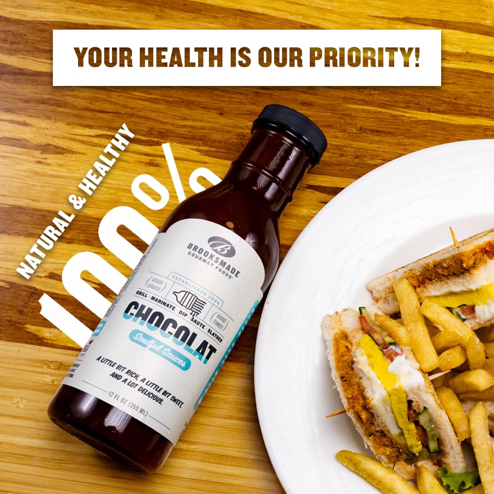 Brooksmade Gourmet Foods Soulful Sauces, Chocolate BBQ Sauce & Marinade, Gluten Free, No High Fructose Corn Syrup, 12 oz. Use as marinade,