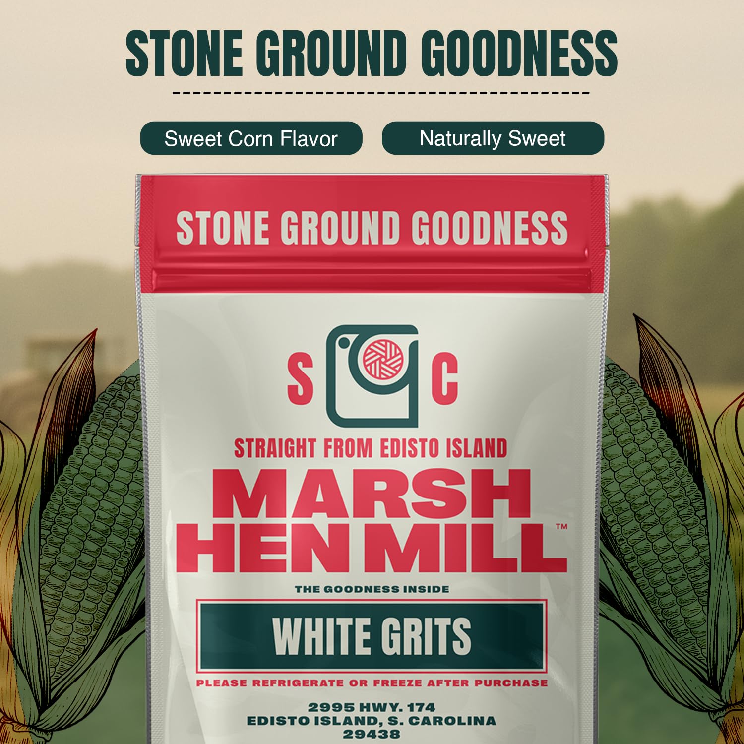 Marsh Hen Mill White Grits | Stone Ground White Corn | Gluten-Free, No Additives | Instant for Quick Meals | Family Farm Grown on Wadmalaw Island |