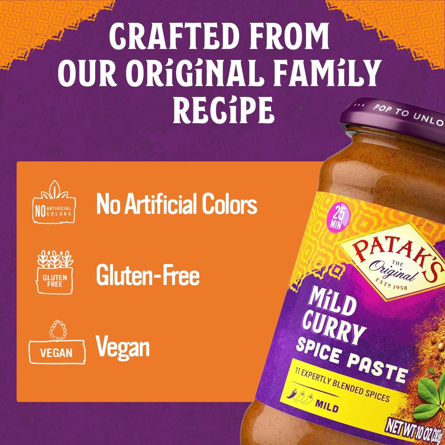Patak Mild Curry Paste, 10-Ounce Bottle (Pack of 4)
