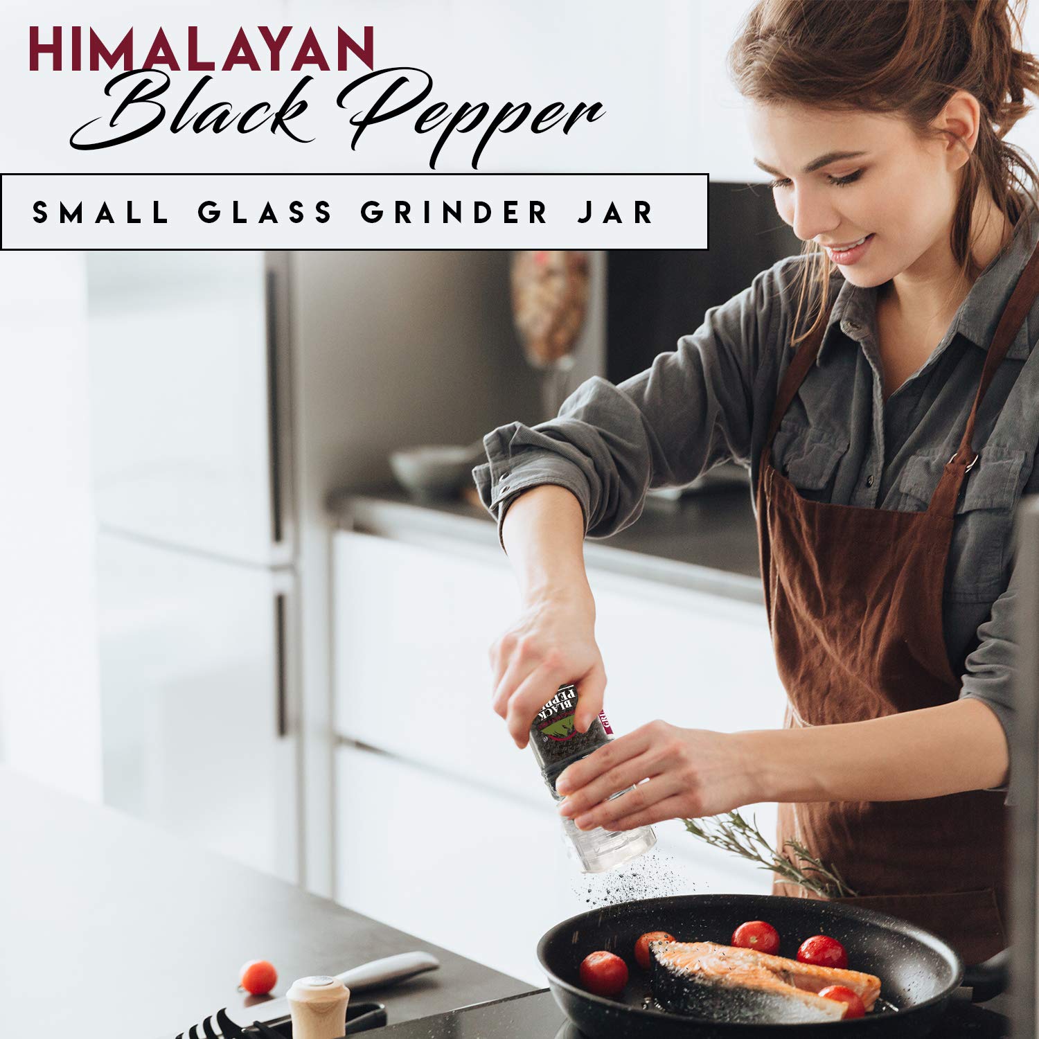 Himalayan Chef Black Pepper Glass Grinder-1.76Oz