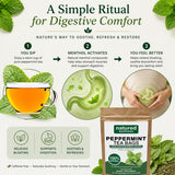 Peppermint Tea Bags - Strong Mint for Digestion & Bloating Relief - Caffeine Free Herbal Tea - 100% Pure Peppermint Leaves, Fresh & Aromatic, Non-GMO