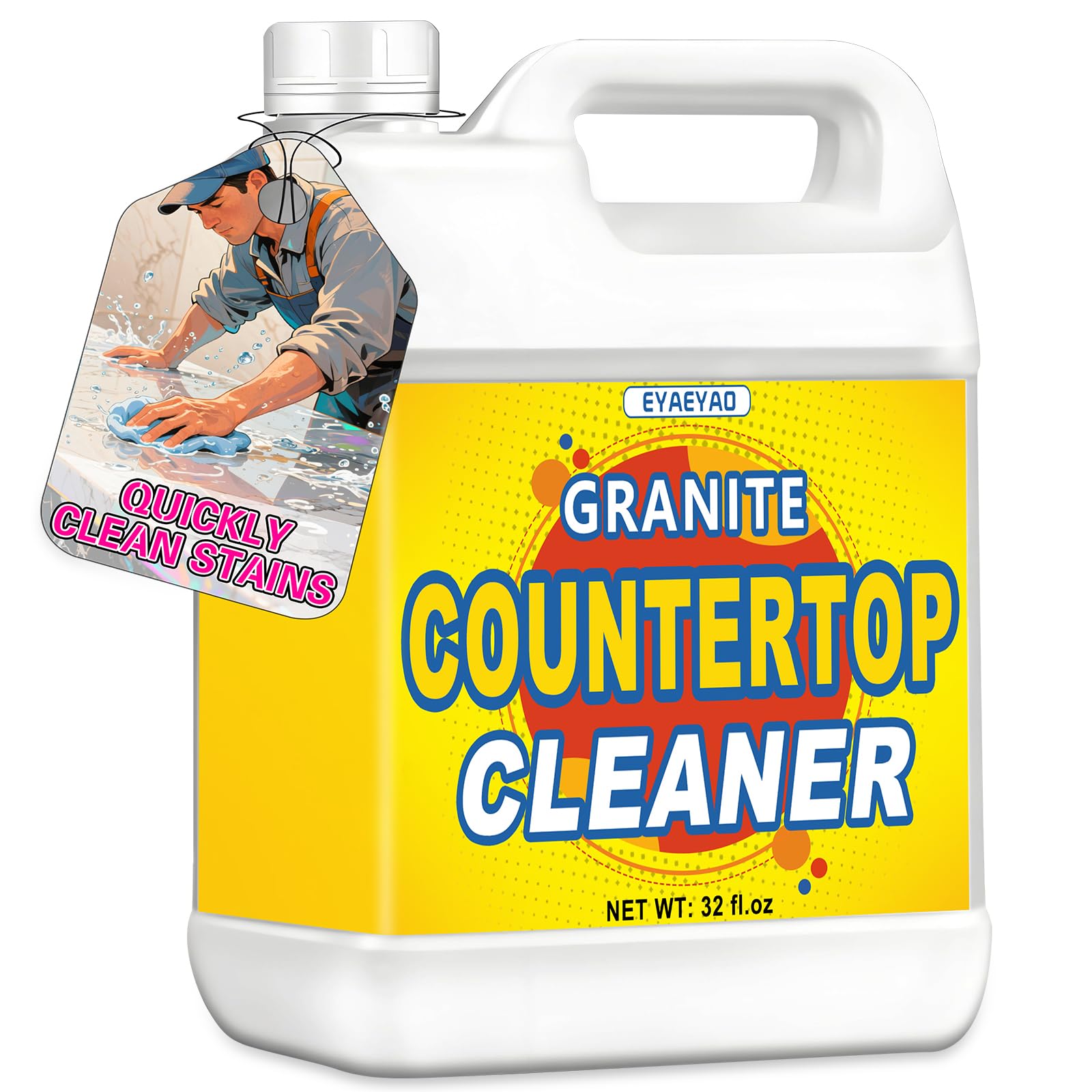 Eyaeyao Granite Countertop Cleaner | 32 OZ Marble Cleaner | Powerful Stone Cleaners | Watermarks, Oil, Scratches & Etching Remover | Stain Remover