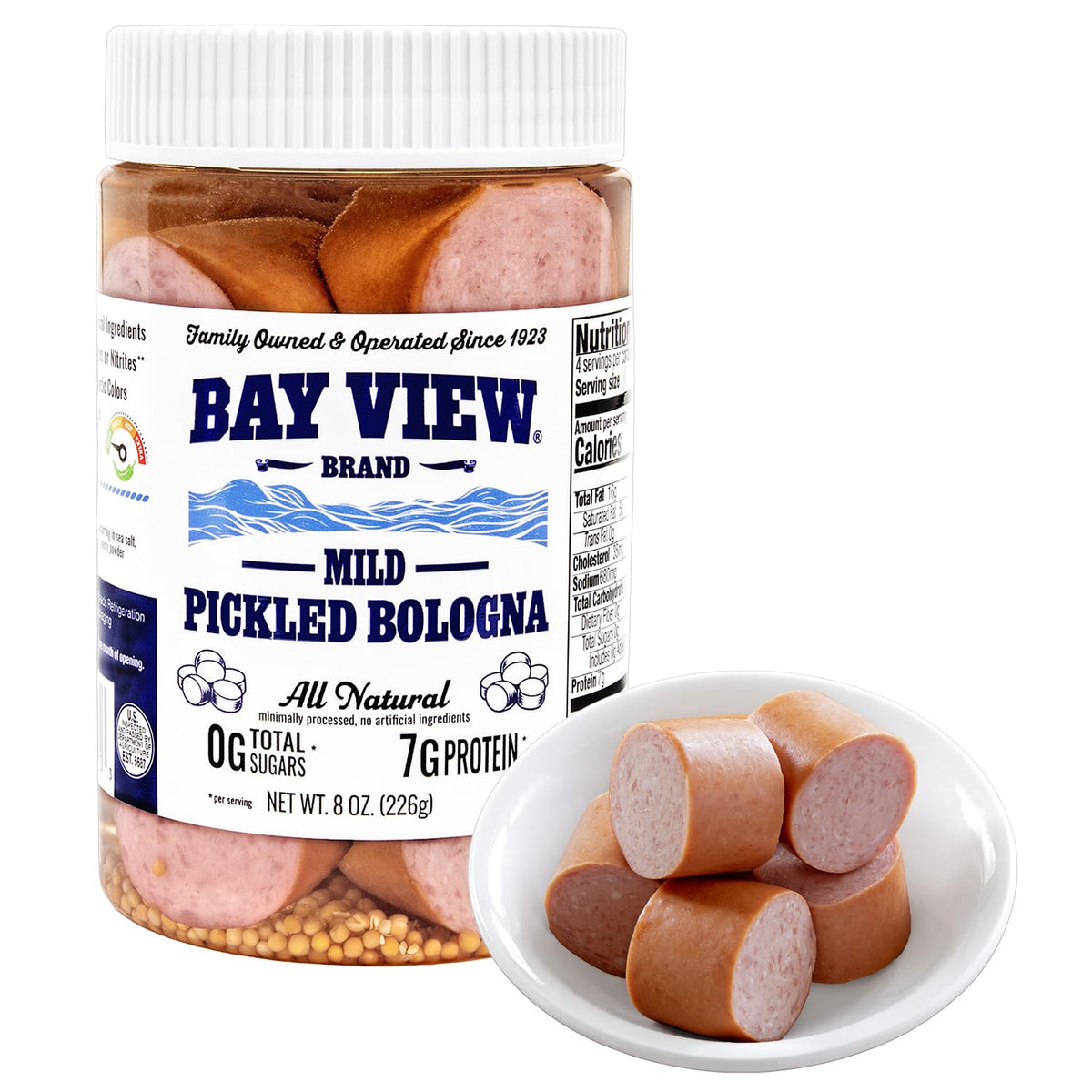 Bay View Smoked Pickled Polish Sausage, Gluten Free, Mild Bologna, 8oz