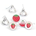 Big Dot of Happiness Berry Sweet Strawberry - Fruit Themed Birthday Party or Baby Shower Round Candy Sticker Favors - Labels Fit Chocolate Candy (1