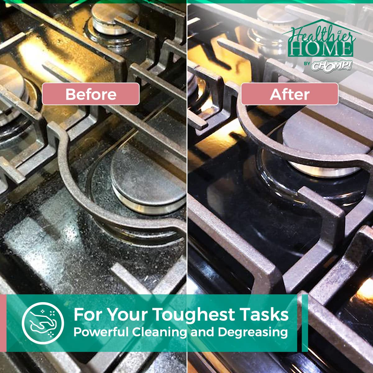CHOMP! Cleaner Degreaser Concentrated Spray: Healthier Home's Kitchen & Home Multi Purpose Degreasing Deodorizer & Stain Remover for, Kitchens