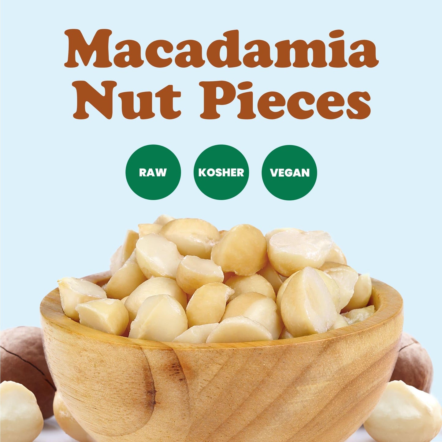 Food to Live Macadamia Nut Halves & Pieces, 1 Pound - Raw, Shelled, Unsalted, Kosher, Vegan, Bulk. Keto Snack. Good Source of Healthy Fats. Great