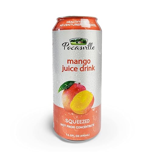 Pocasville Fruit Juices, Squeezed not form Concentrate, 16.5 Fluid Ounce Can (Mango, 6 Cans)