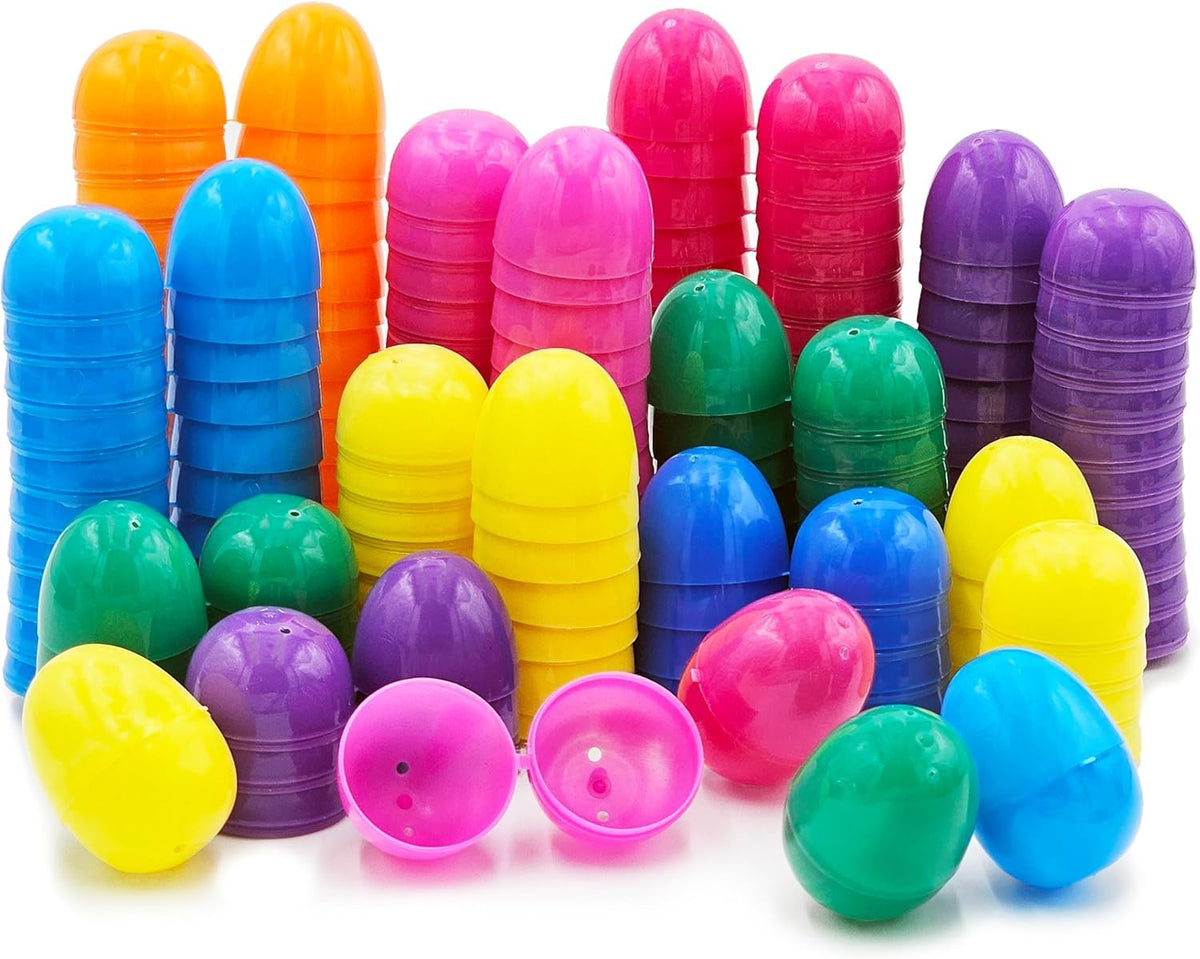The Dreidel Company 200-Pack Fillable Easter Eggs with Hinge Bulk Colorful Bright Plastic Easter Eggs, Perfect for Easter Egg Hunt, Suprise Egg
