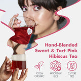 Big Heart Tea Co. Tea Bags - Blushing Pink Hibiscus - Certified Organic, Naturally Sweet Ayurvedic Herbal Decaf Tea with Small Batch Ground Herbs