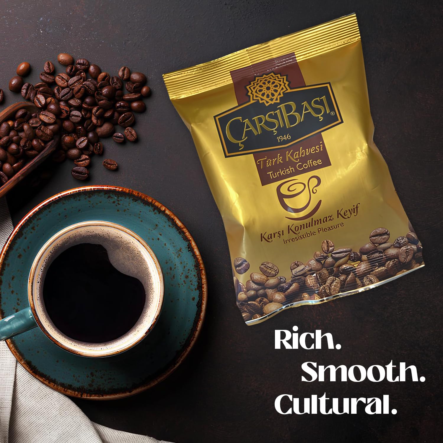 Çar??ba?? Turkish Coffee (Türk Kahvesi) - 100% Pure Arabica - Medium Roast - Extra Fine Ground - Rich Aroma & Smooth Flavor - 100g x 6 Pack (Total