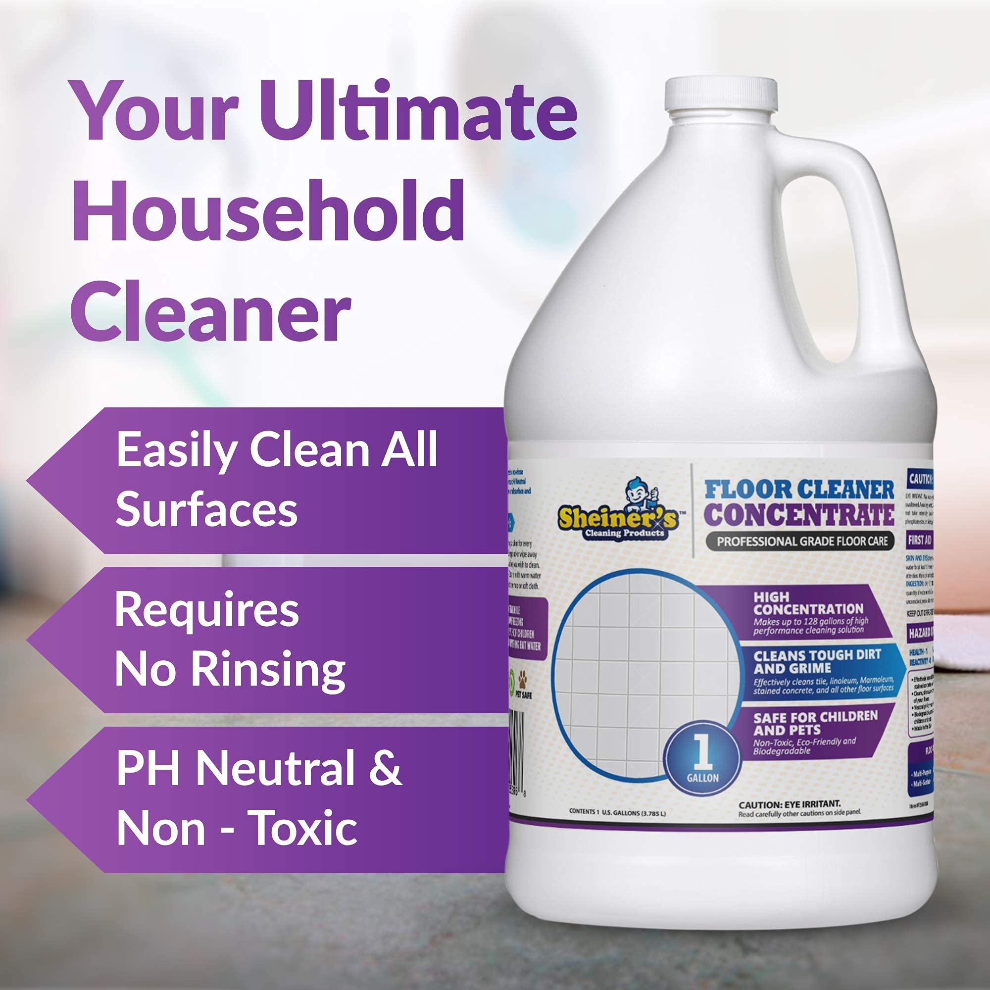 Sheiner's Multipurpose Cleaner Concentrate, No-Rinse Floor Cleaner for Mopping & Floor Degreaser for Home, Safe for Kids & Pets, Non-Toxic Lavender