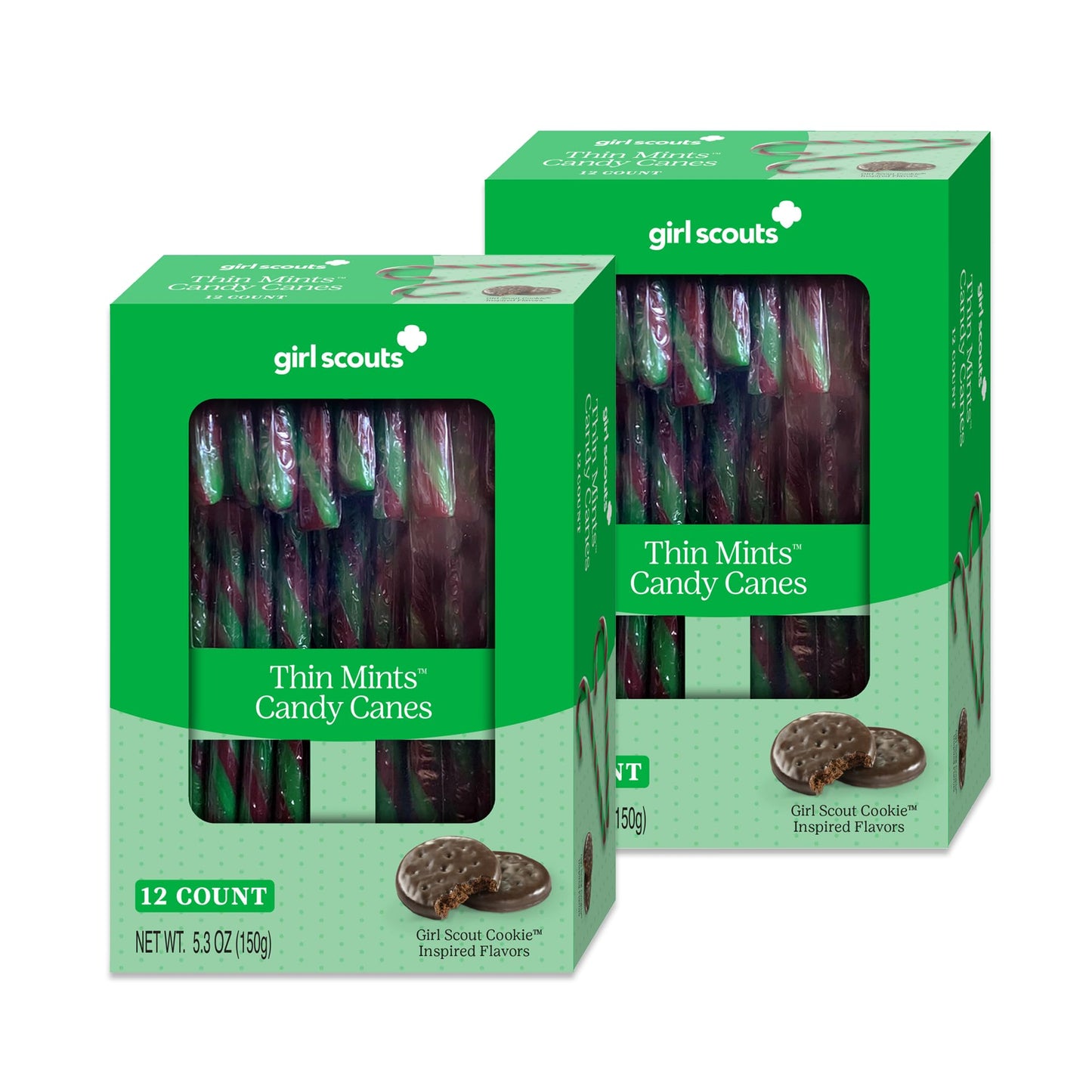 Girl Scout Thin Mints Candy Canes 2 Pack (24 Candy Canes Total) Weird Candy Cane Flavors, Christmas Candy Canes, Bulk Candy Canes, Weird Flavor Candy